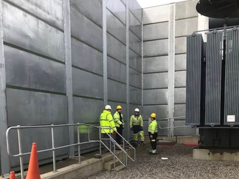 acoustic screen in a power generation plant